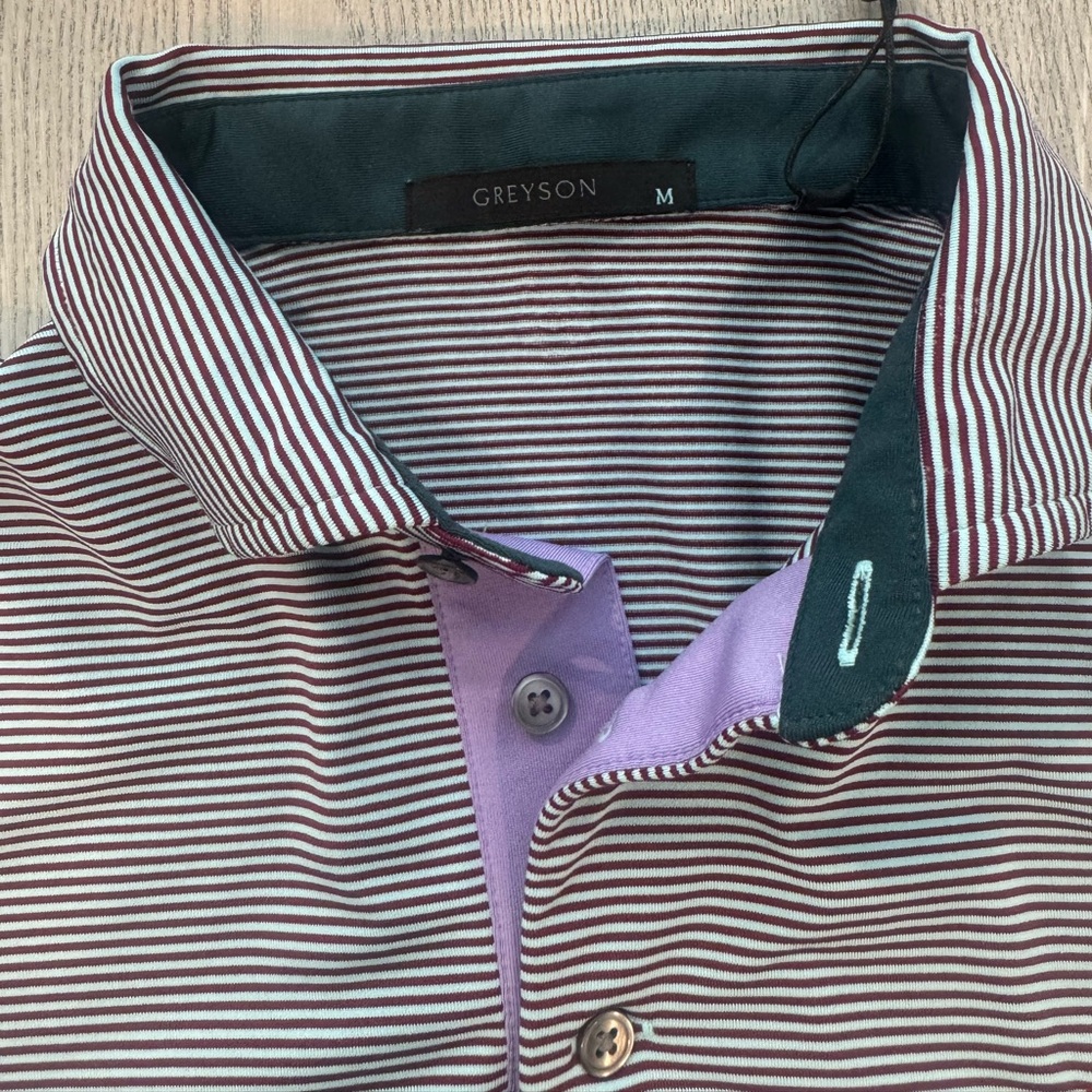 Greyson Men's Casual Striped Shirt - Burgundy and Lavender